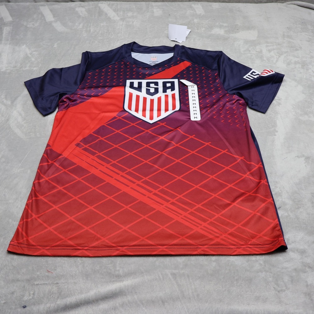 US Soccer Shirt Mens Medium Blue USA Soccer Team Fan Gear V-Neck Jersey $25 NEW